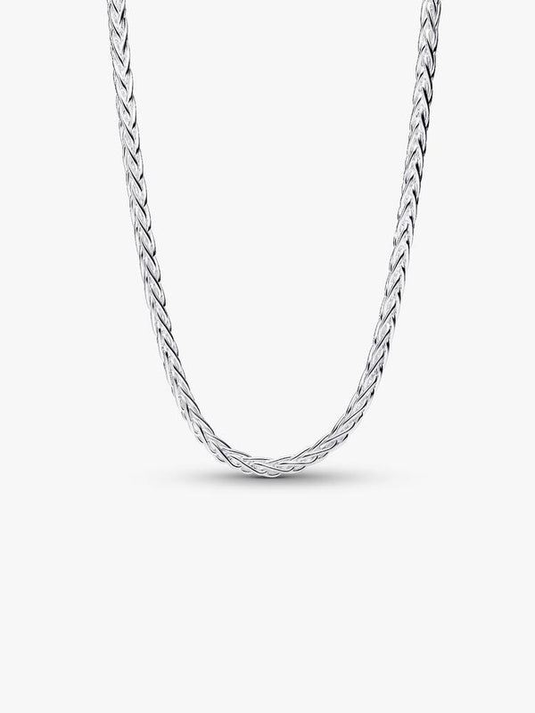 Fuchsschwanz-Charm-Halskette mit Pavé-Verschluss Sterling-Silber