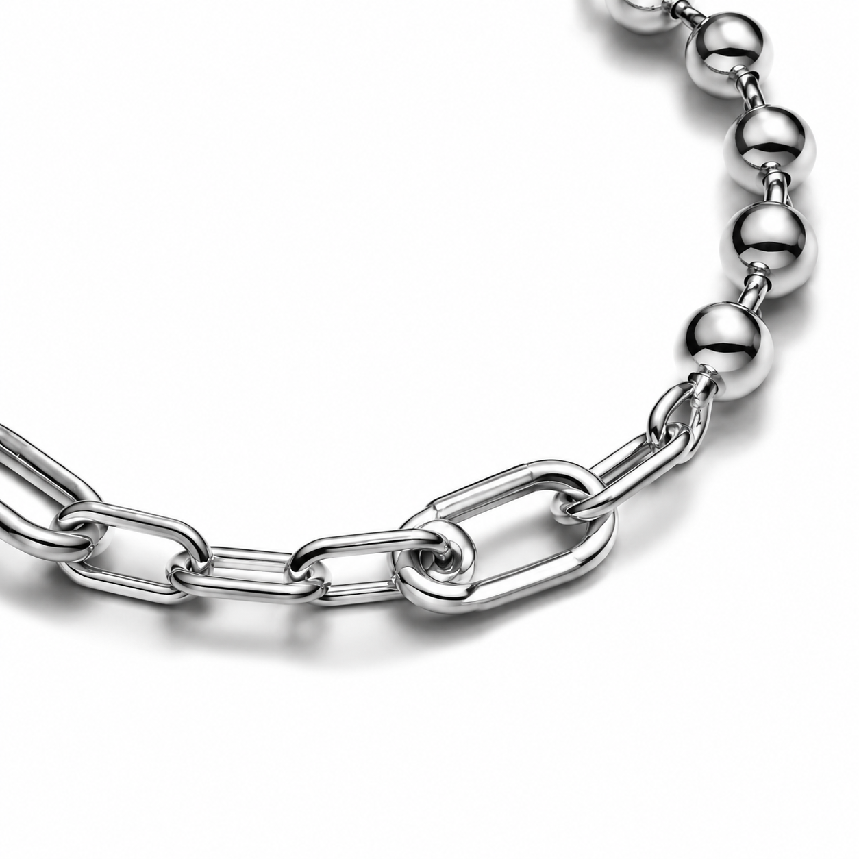 Gliederkettenarmband Metallperlen Sterling-Silber