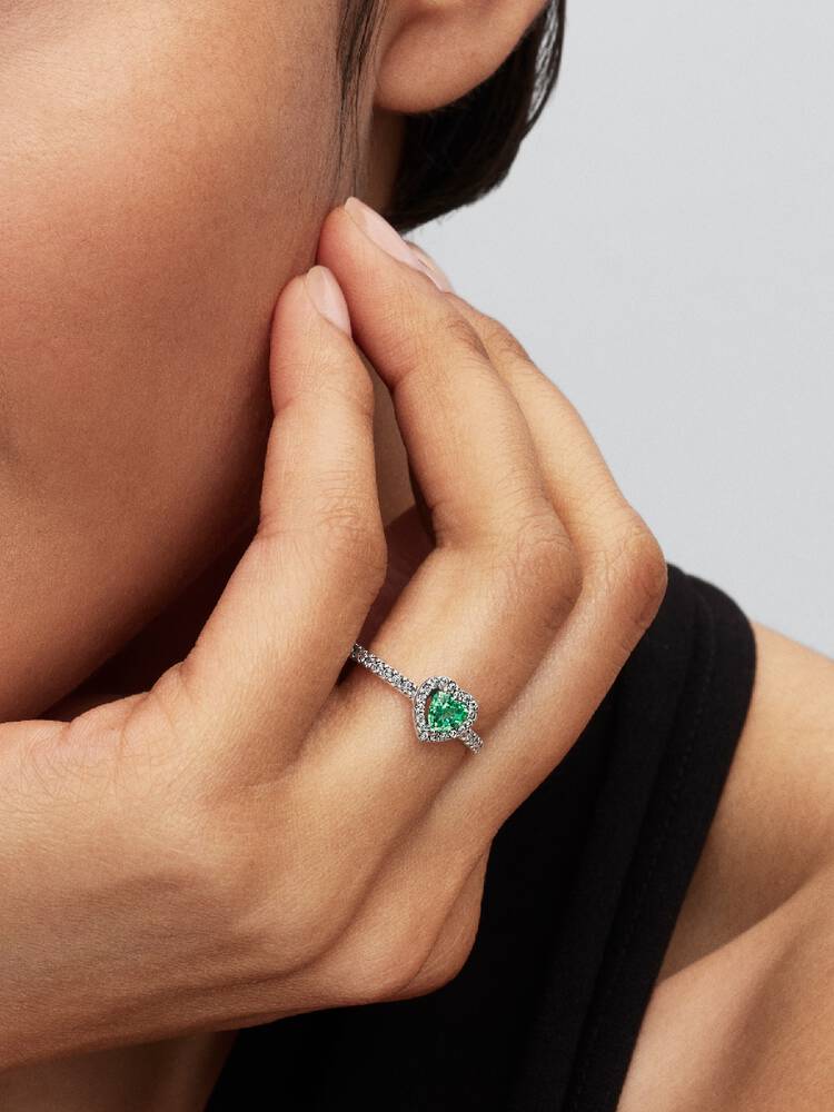 Erhabenes Mintgrünes Herz Ring Sterling-Silber Zweitbild