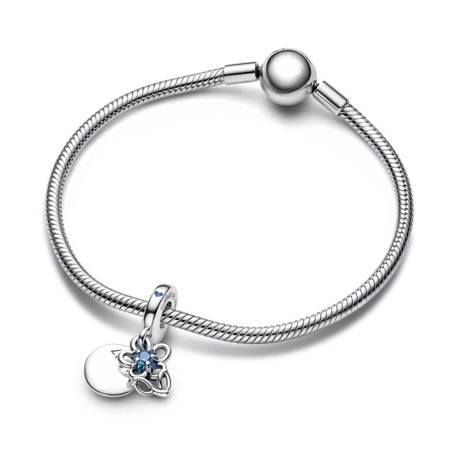 Doppelter Charm-Anhänger Blühende Blume Sterling-Silber Zweitbild