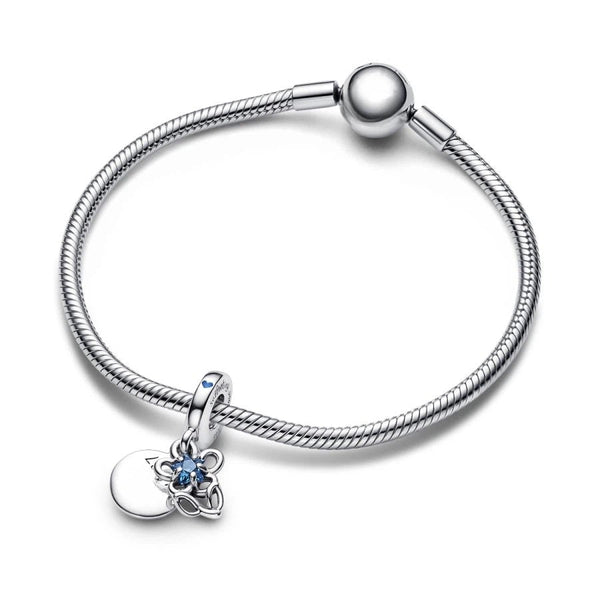 Doppelter Charm-Anhänger Blühende Blume Sterling-Silber