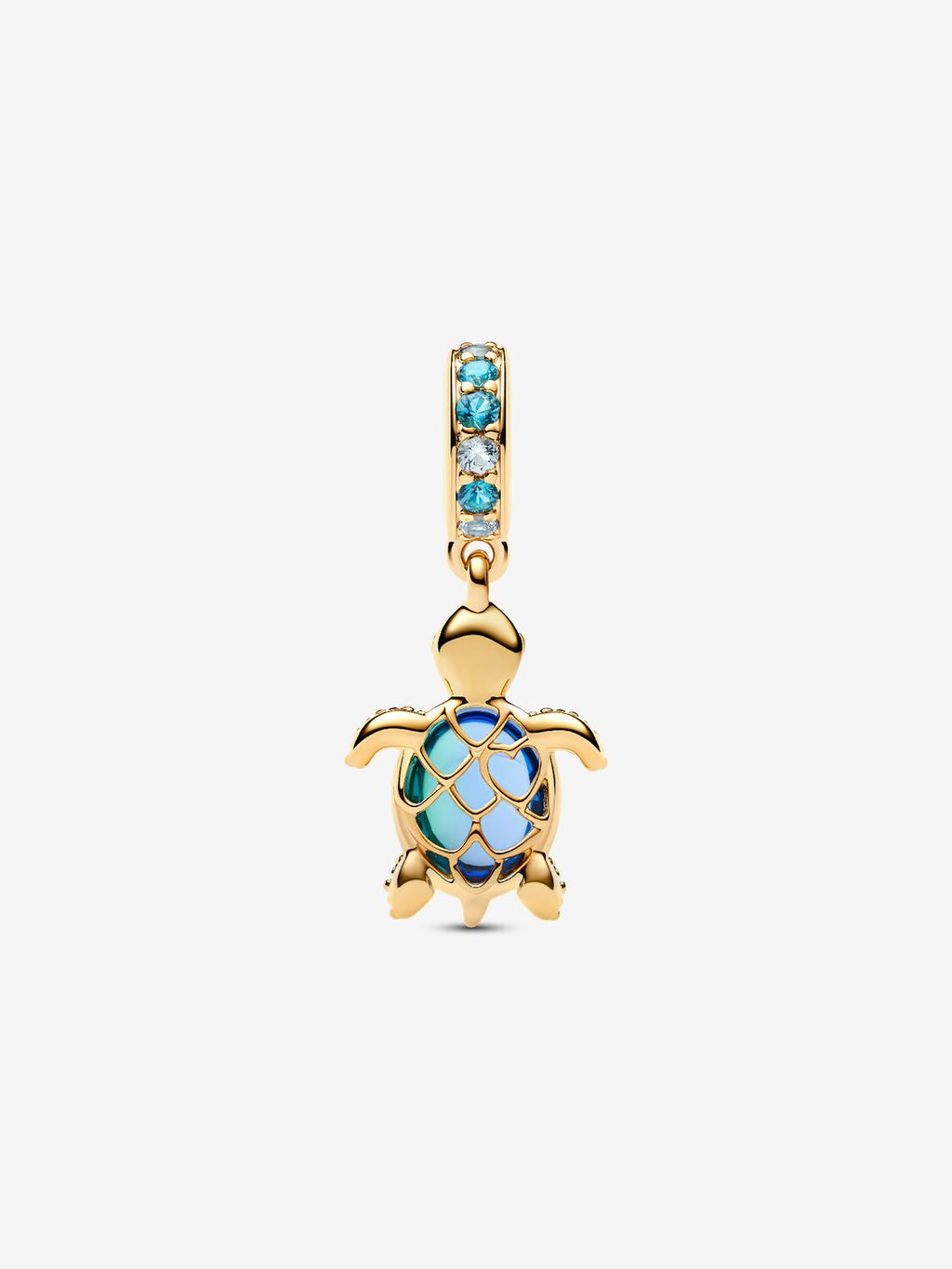 Sea Turtle Murano Glass Dangle Charm 14 Karat Vergoldung