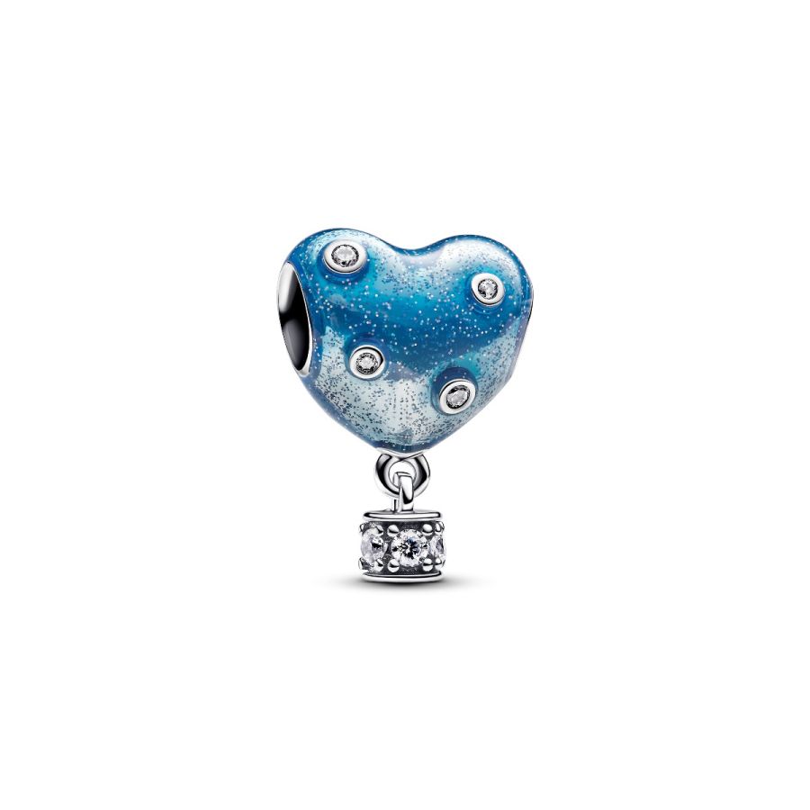 Charm Heißluftballon Herz Blau Zirkonia Silber Hauptbild