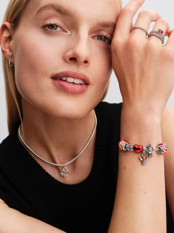 Weihnachtskranz Doppelter Charm-Anhänger Sterling-Silber