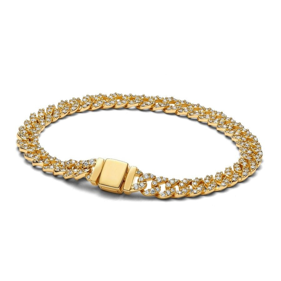 Gliederarmband Pavé Cuban Zirkonia Vergoldet Hauptbild