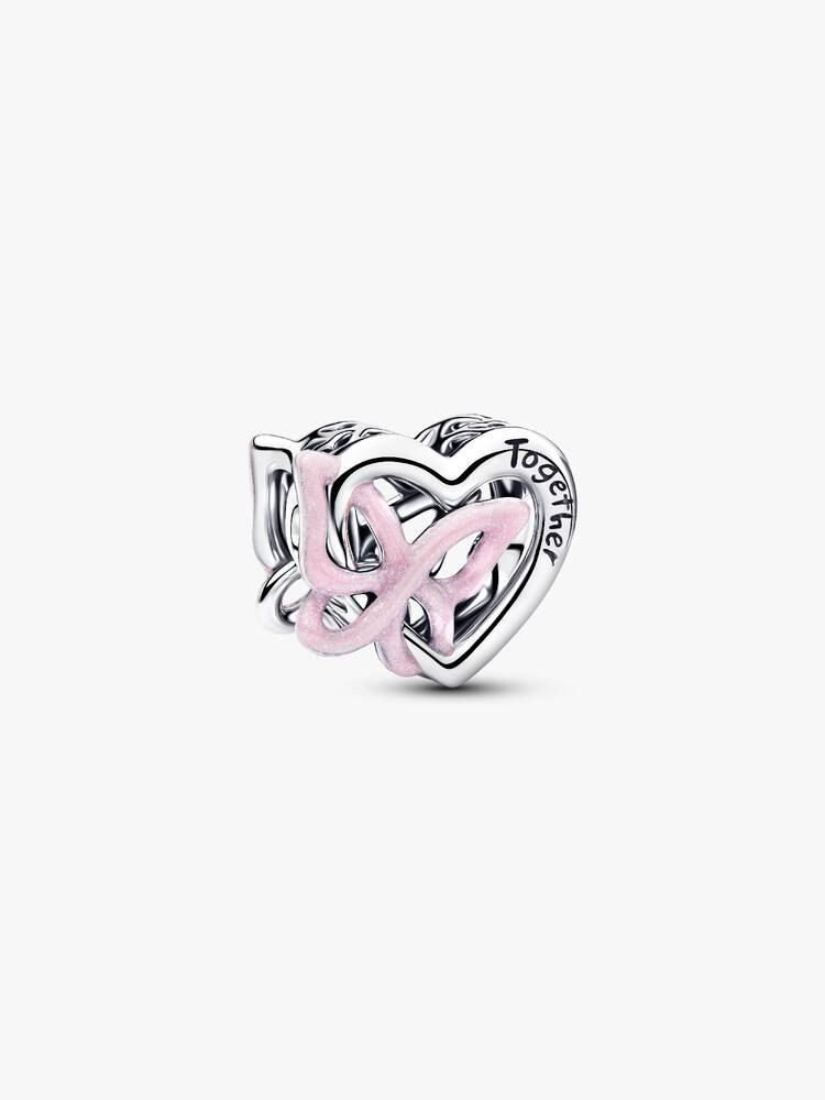 Verschlungenes Herz und Schmetterling Charm Sterling-Silber Hauptbild