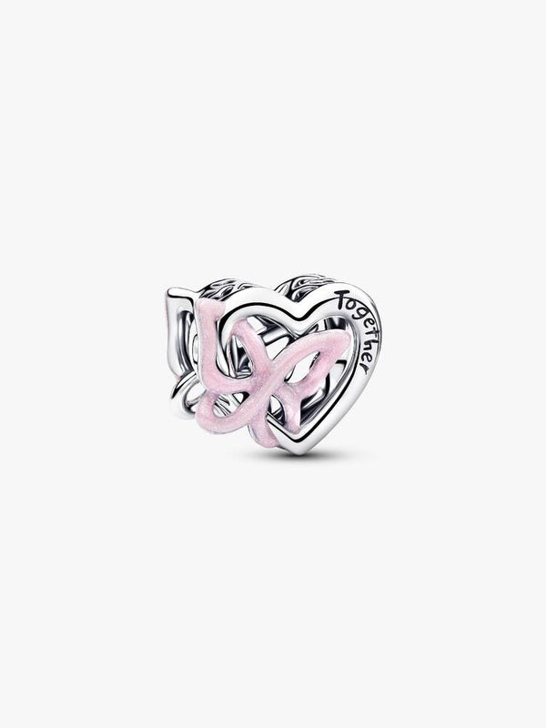 Verschlungenes Herz und Schmetterling Charm Sterling-Silber