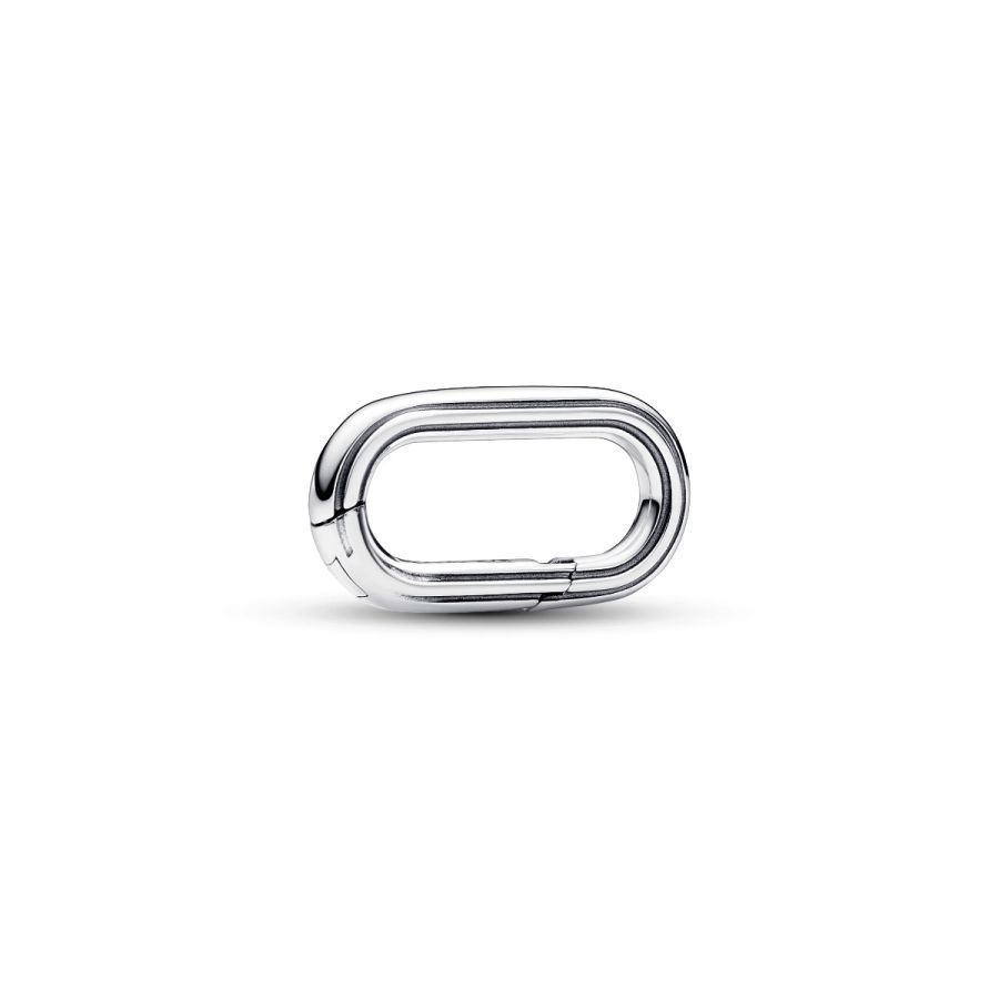 Link-Charm Rechteckig Offen Gerillte Linien Sterling-Silber