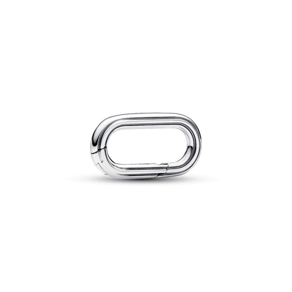 Link-Charm Rechteckig Offen Gerillte Linien Sterling-Silber