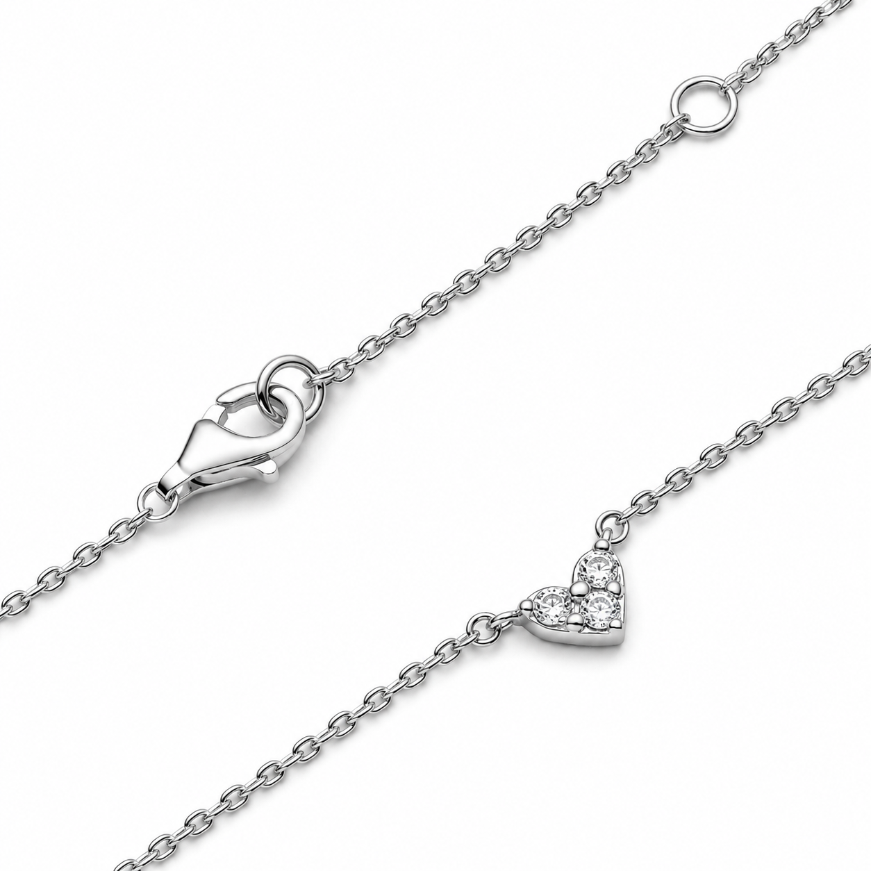 393014C01 Collier-Halskette Drei Sterne Herz Zirkonia Silber 45 cm