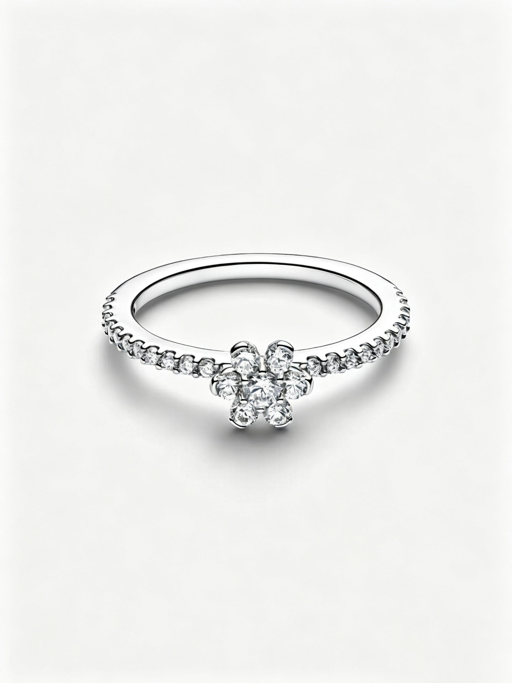 Funkelnde Blume Ring Sterling-Silber