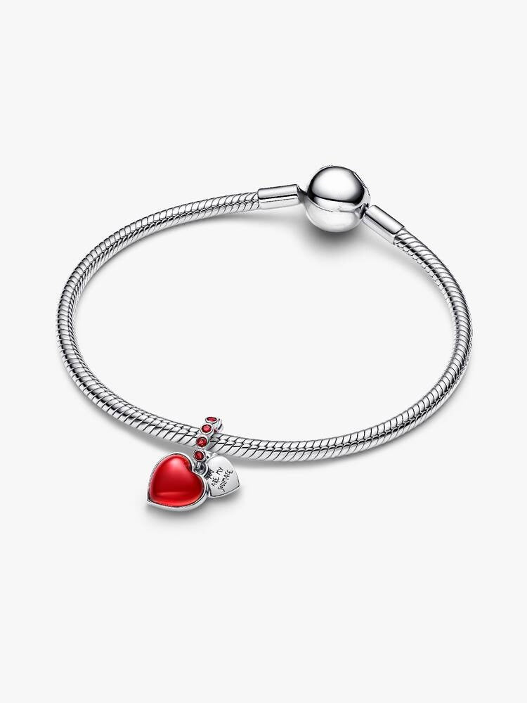 Rotes Murano-Glas Herz Doppel-Charm-Anhänger Sterling-Silber