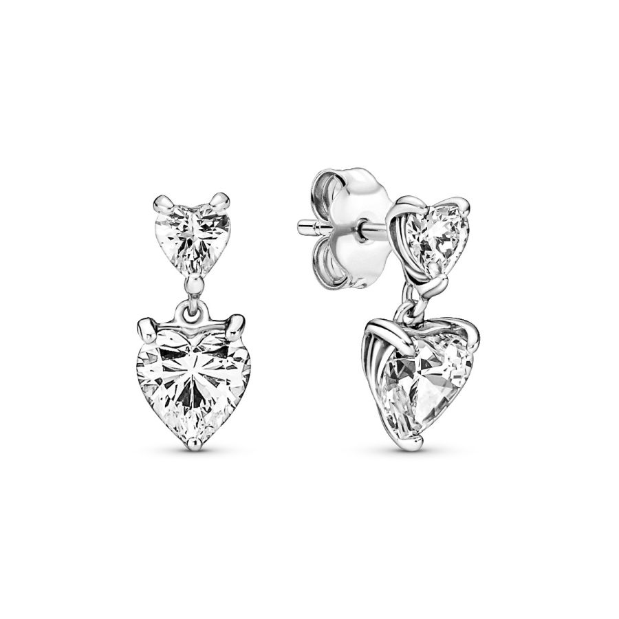 Ohrring Ohrstecker Funkelndes Doppelherz Sterling-Silber Hauptbild