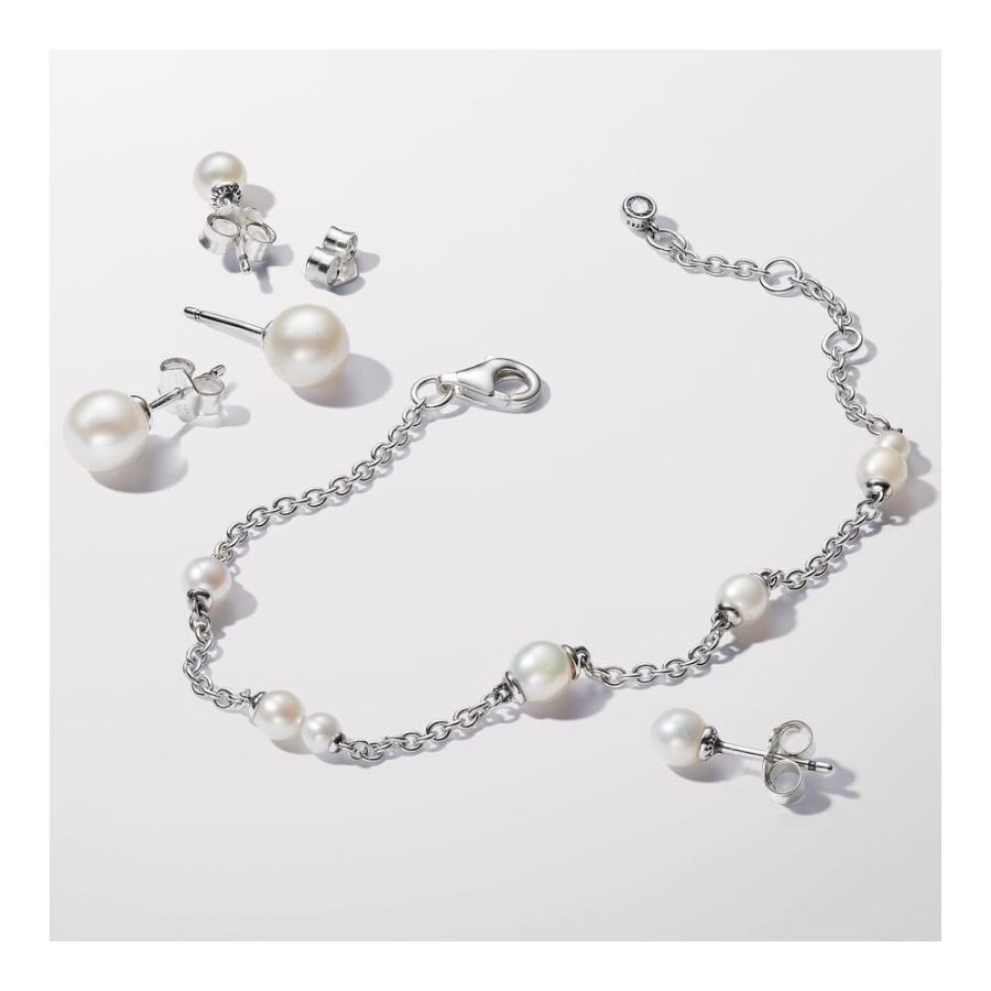 Kettenarmband Süßwasserzuchtperle Silber