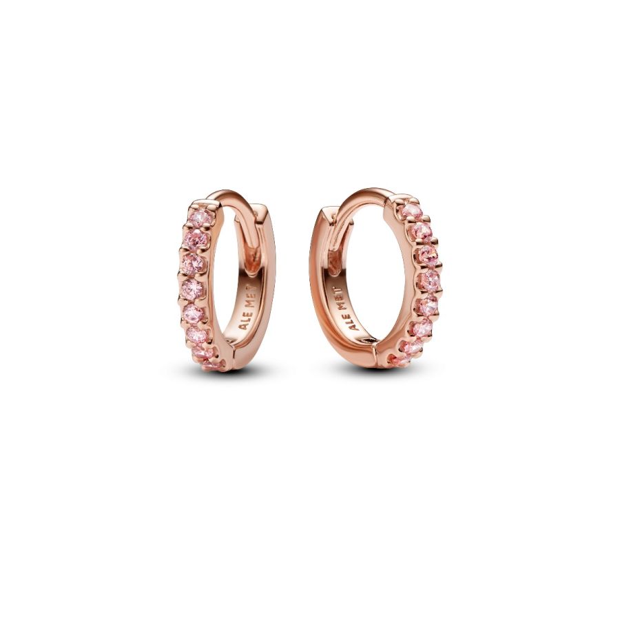Huggie-Creolen Funkelnd Rosa Zirkon Rosé Vergoldet Hauptbild