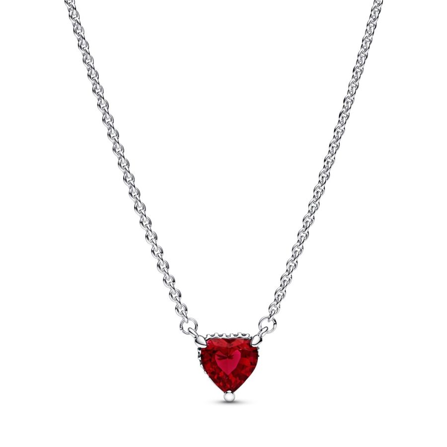 Halskette Funkelnder Strahlenkranz Herz Rot Silber 392542C01 Hauptbild