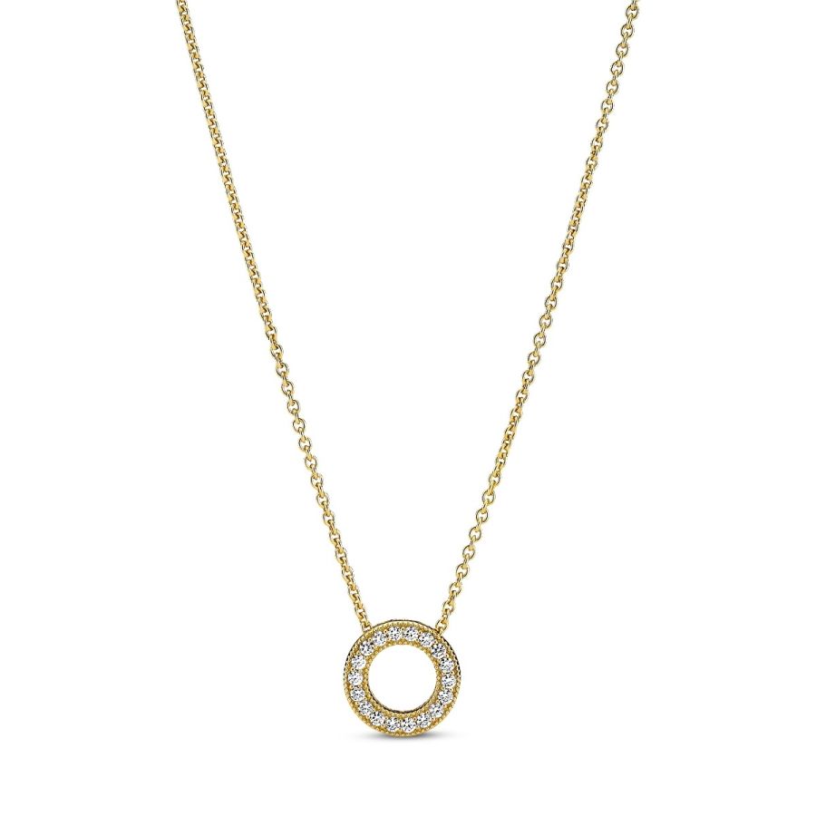 367436C01 Halskette Anhänger Logo Pavé-Kreis 14k Gold Plattiert