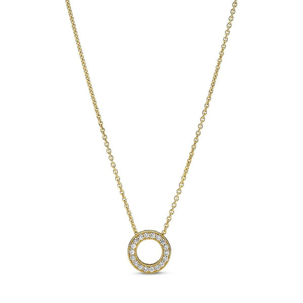 367436C01 Halskette Anhänger Logo Pavé-Kreis 14k Gold Plattiert