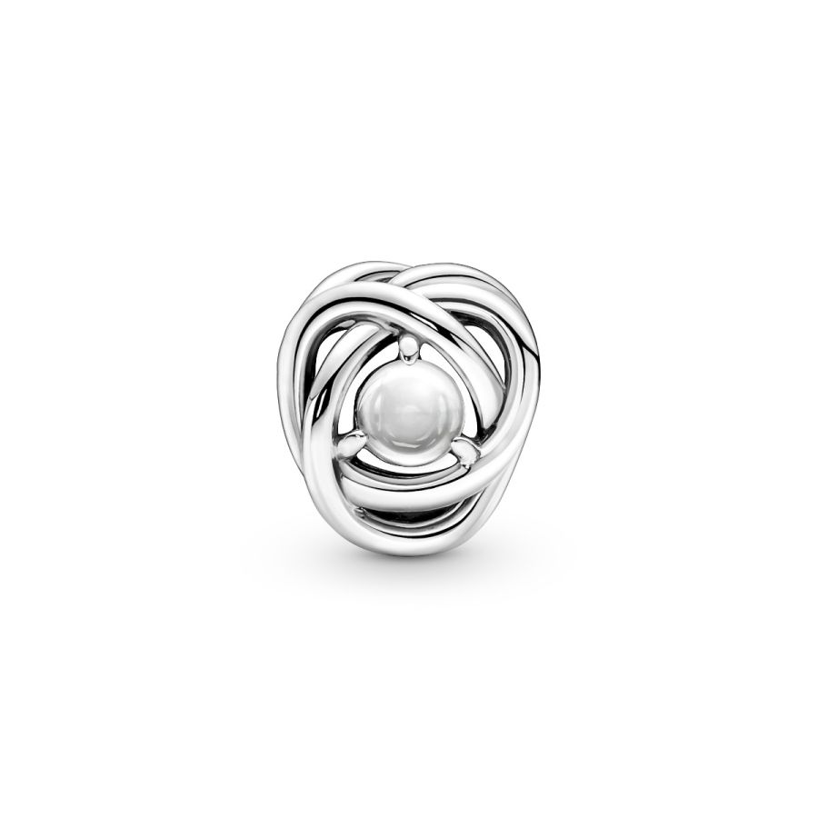 Charm April Geburtsstein Klarer Ewigkeitskreis Silber