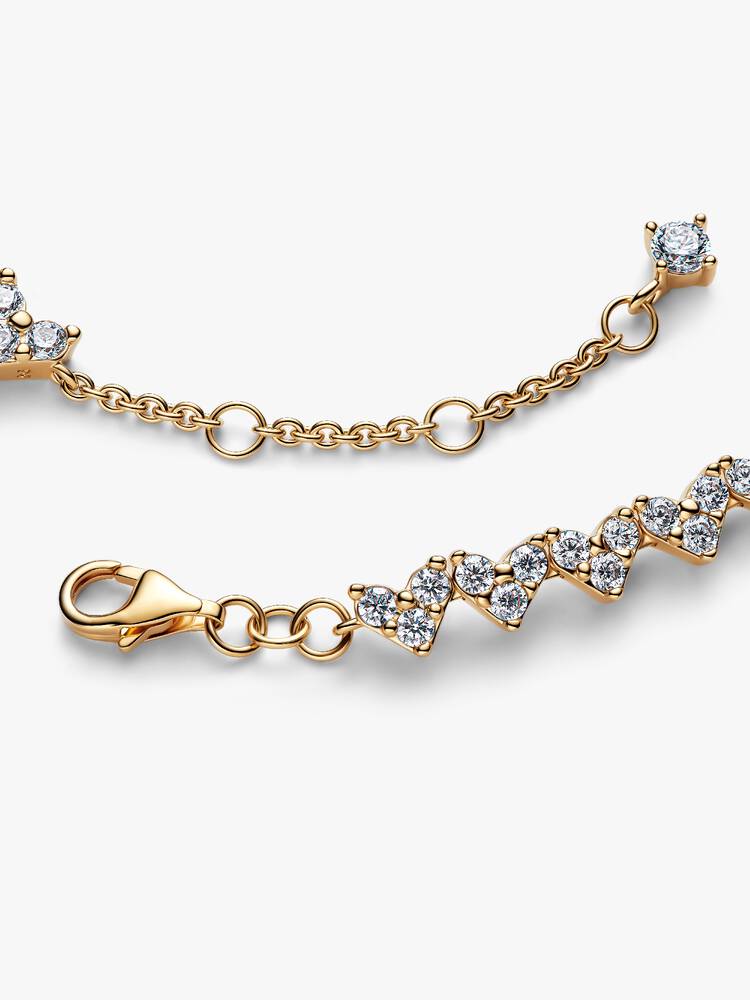 Drei Steine Herz Armband 14 Karat Vergoldung