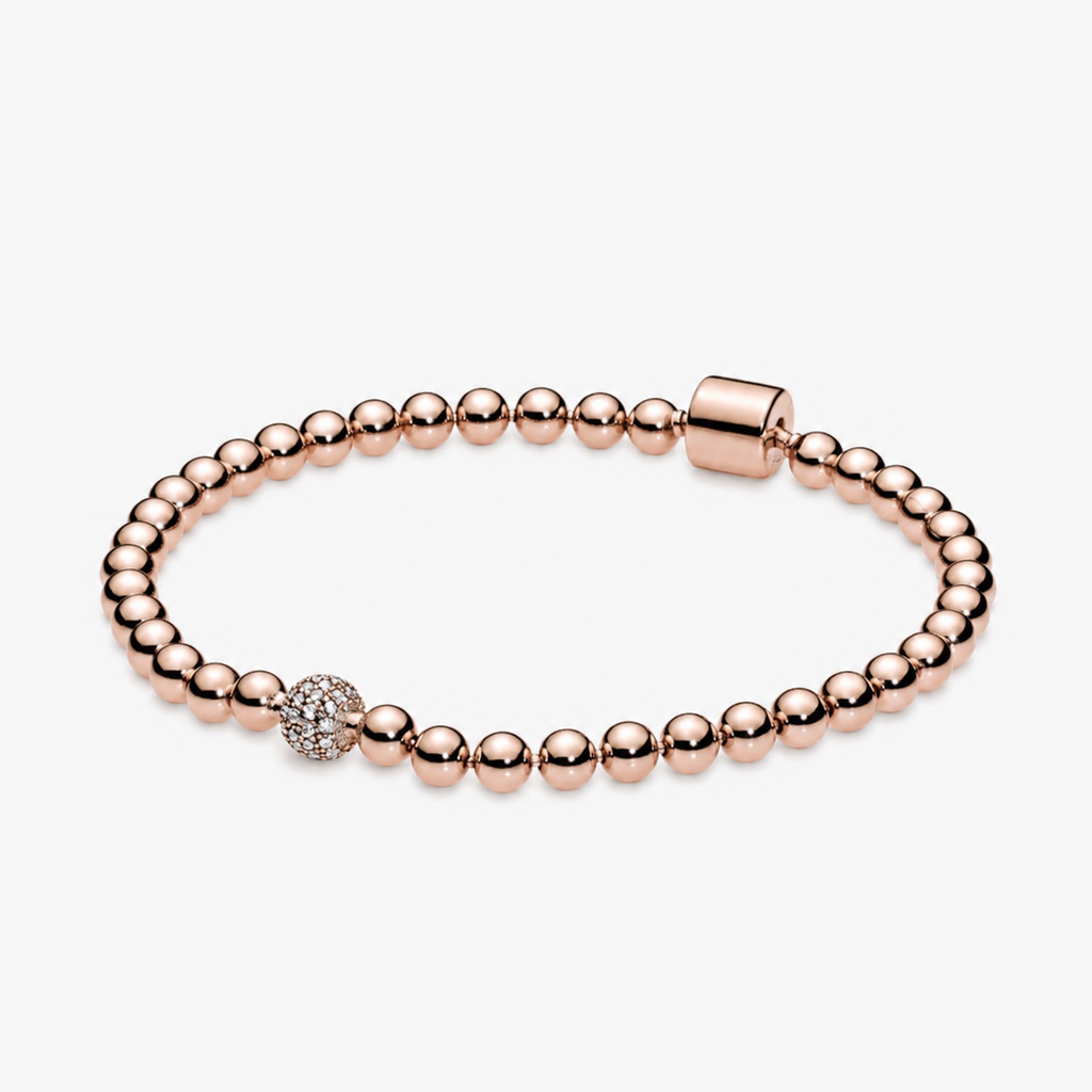 Rose  Armband Kugel & Pavé 14 K Rosévergoldet