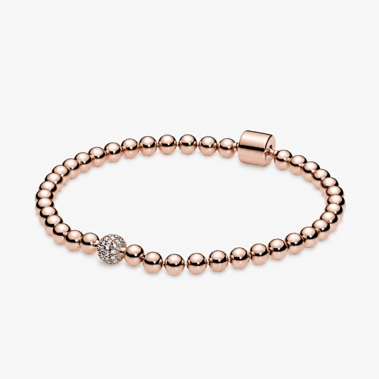 Rose  Armband Kugel & Pavé 14 K Rosévergoldet