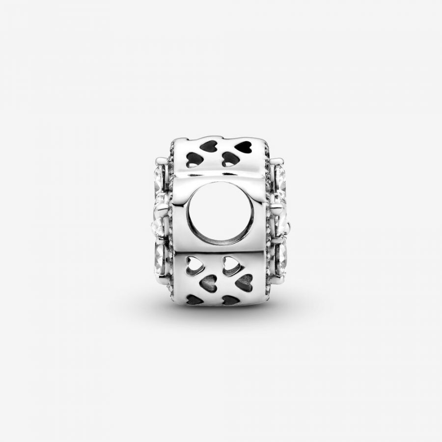 Pavé-Charm Funkelnde Schneeflocke Silber