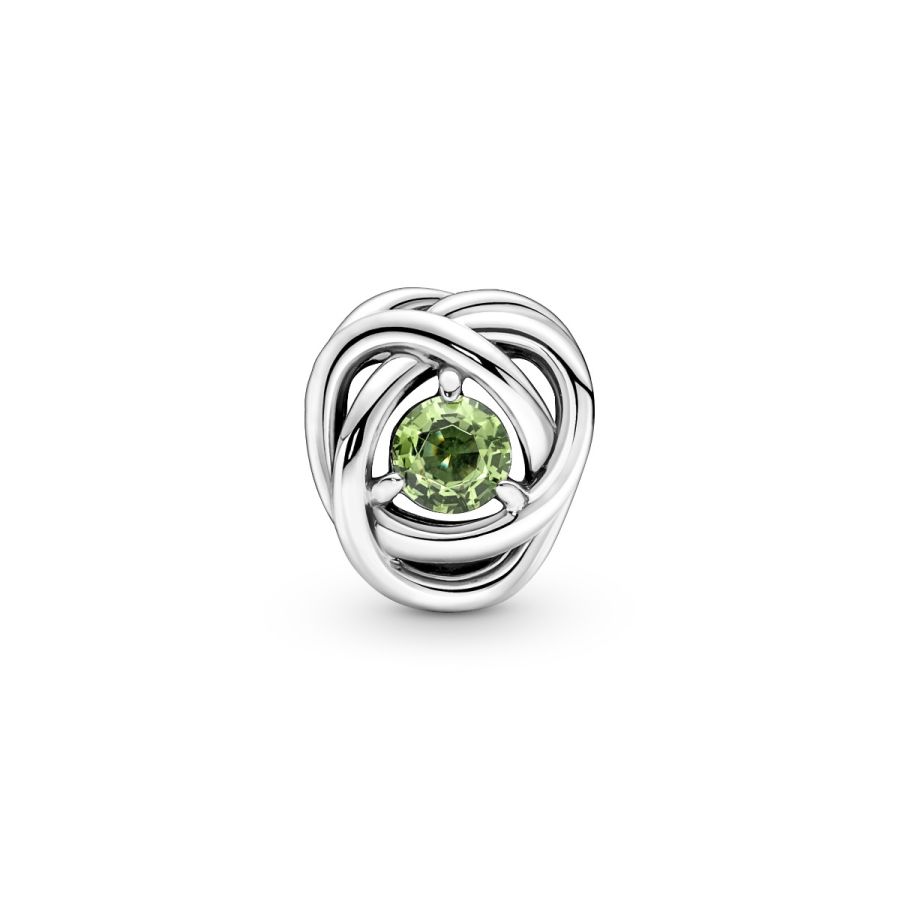 Charm August Geburtsstein Frühlingsgrüner Ewigkeitskreis Silber