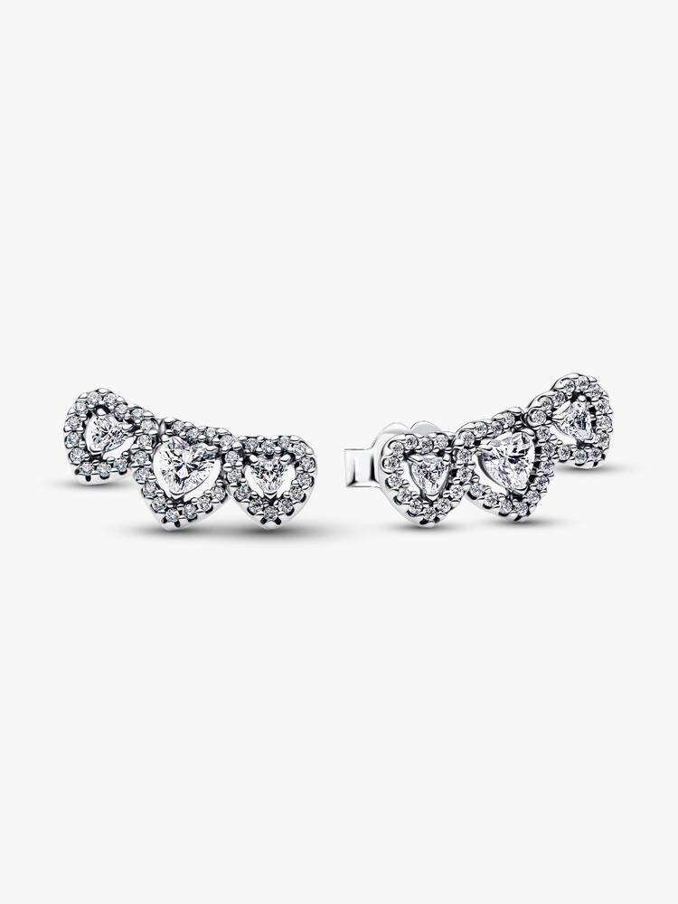 Strahlenkranz Herz Trilogie Ohrstecker Sterling-Silber