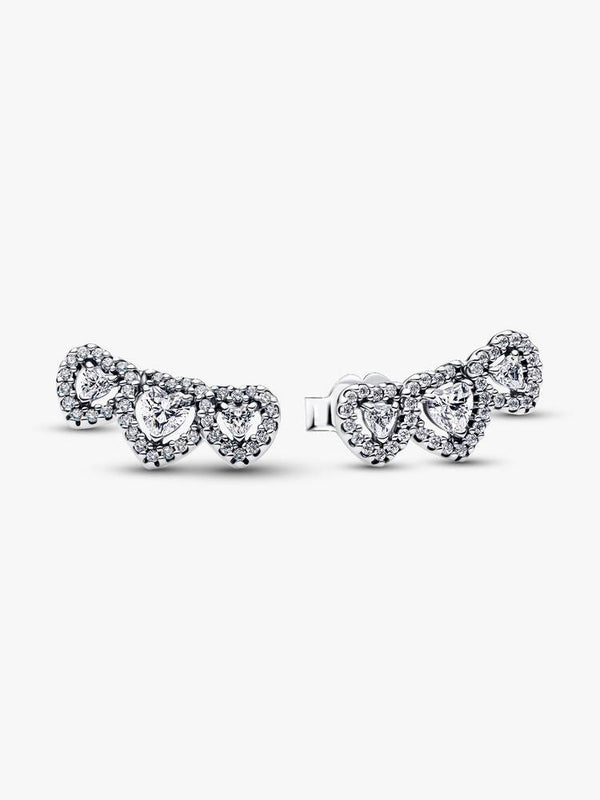 Strahlenkranz Herz Trilogie Ohrstecker Sterling-Silber