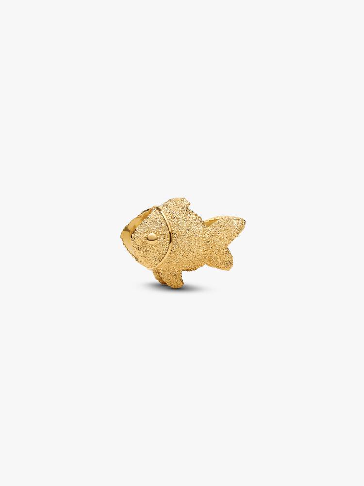Strukturierter Fisch Mini-Charm 14 Karat Vergoldung