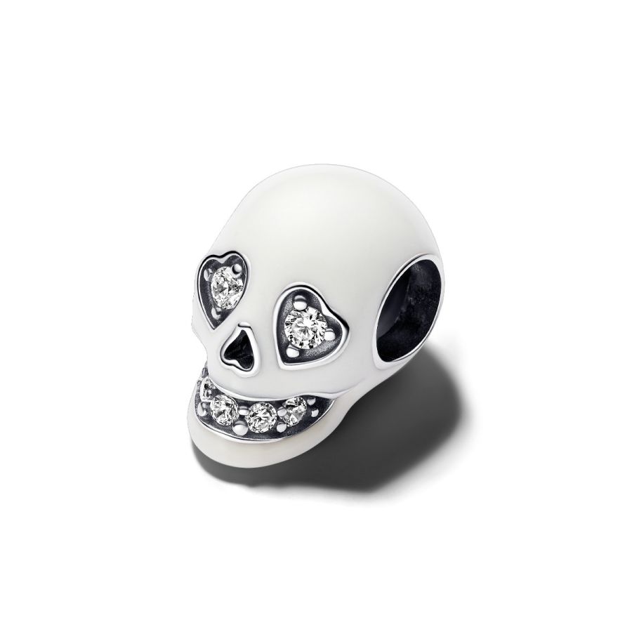 Charm Glow In The Dark Funkelnder Totenkopf Weiss Silber