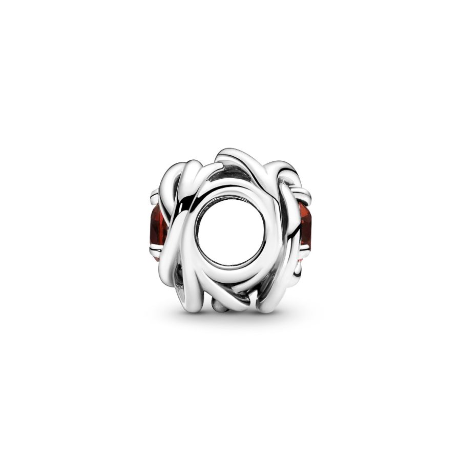 Charm Januar Geburtsstein Roter Ewigkeitskreis Sterling-Silber