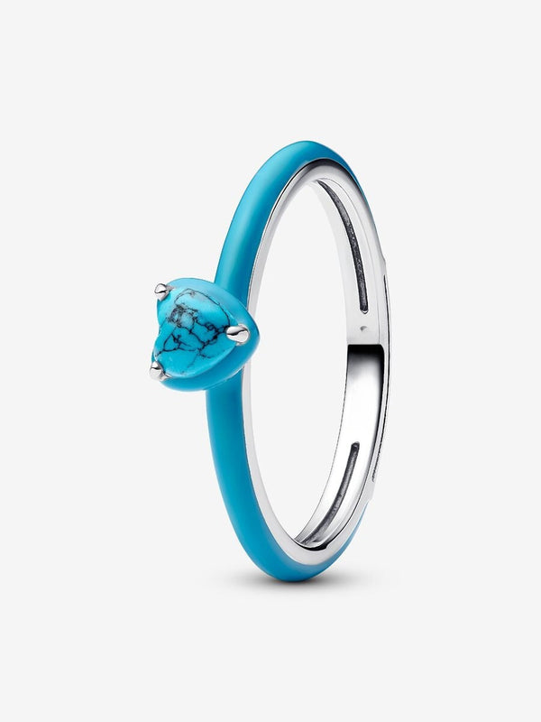 Türkisfarbener Herz-Stein Ring Sterling-Silber