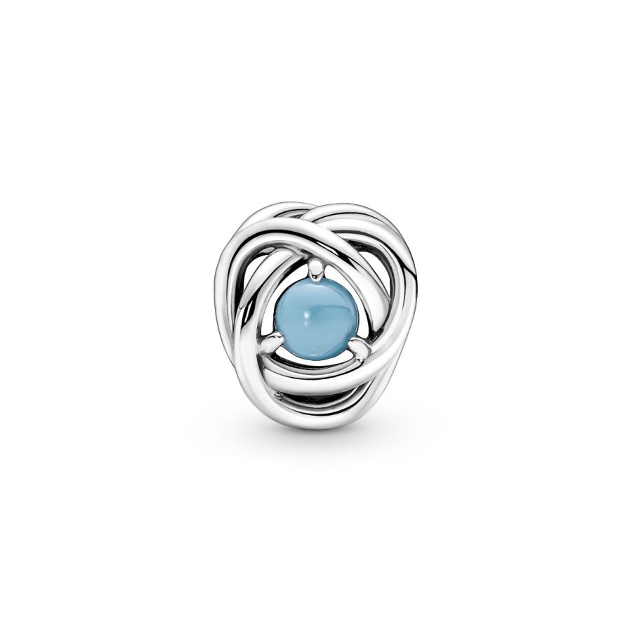 Charm Dezember Geburtsstein Türkis-Blauer Ewigkeitskreis Silber