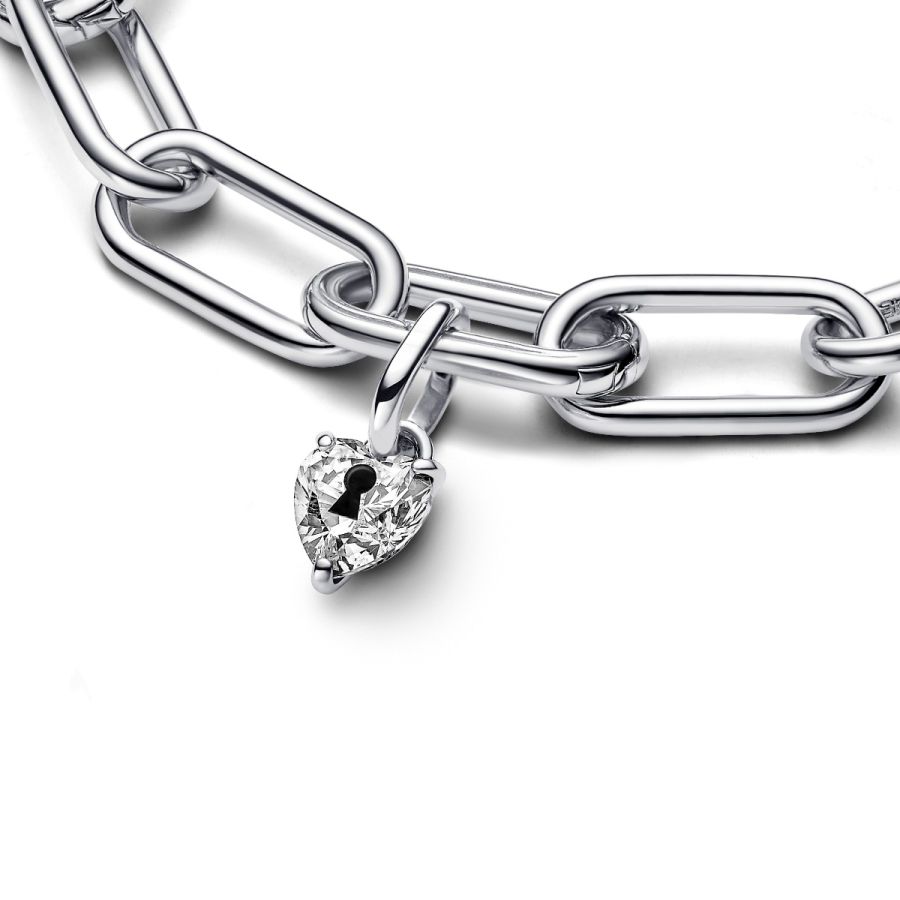 Mini-Charm-Anhänger Schlüsselloch Herz Zirkonia Silber