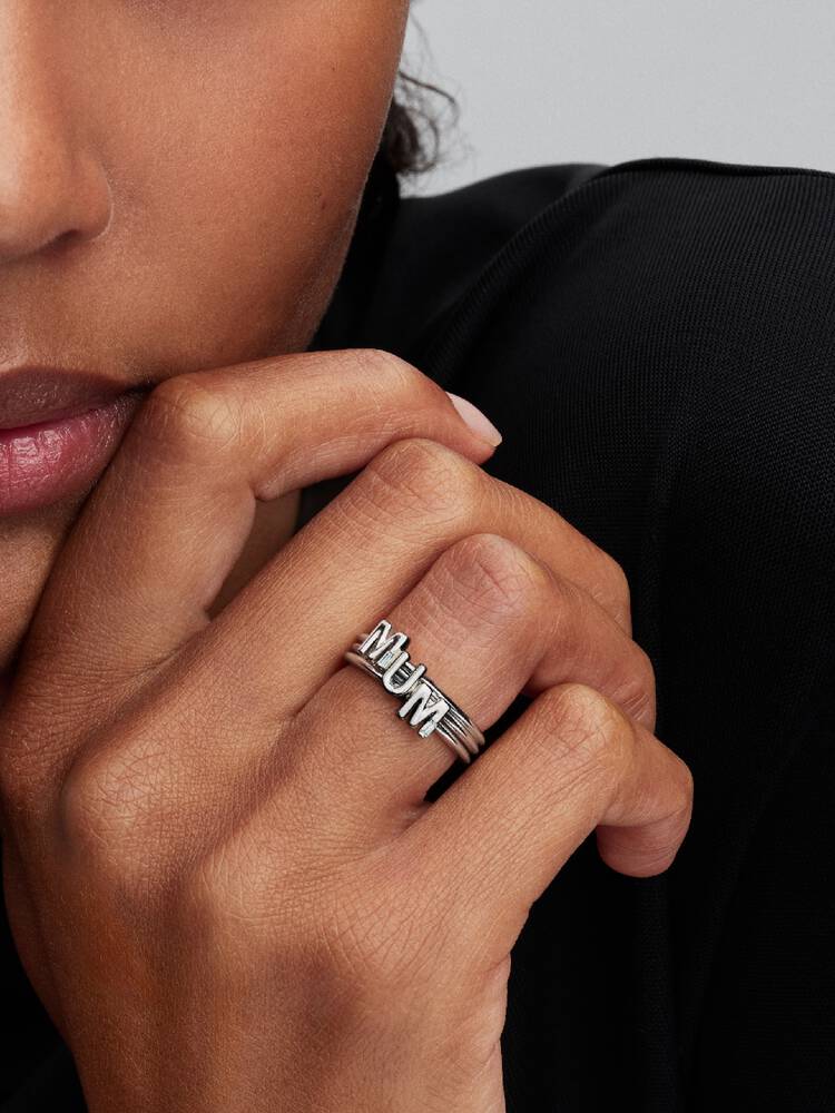 MUM Buchstaben Teilbarer Ring Sterling-Silber