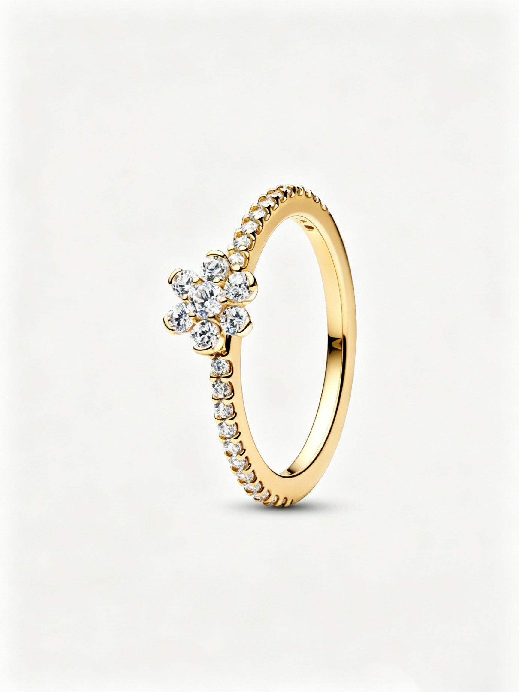 Funkelnde Blume Ring 14 Karat Vergoldung
