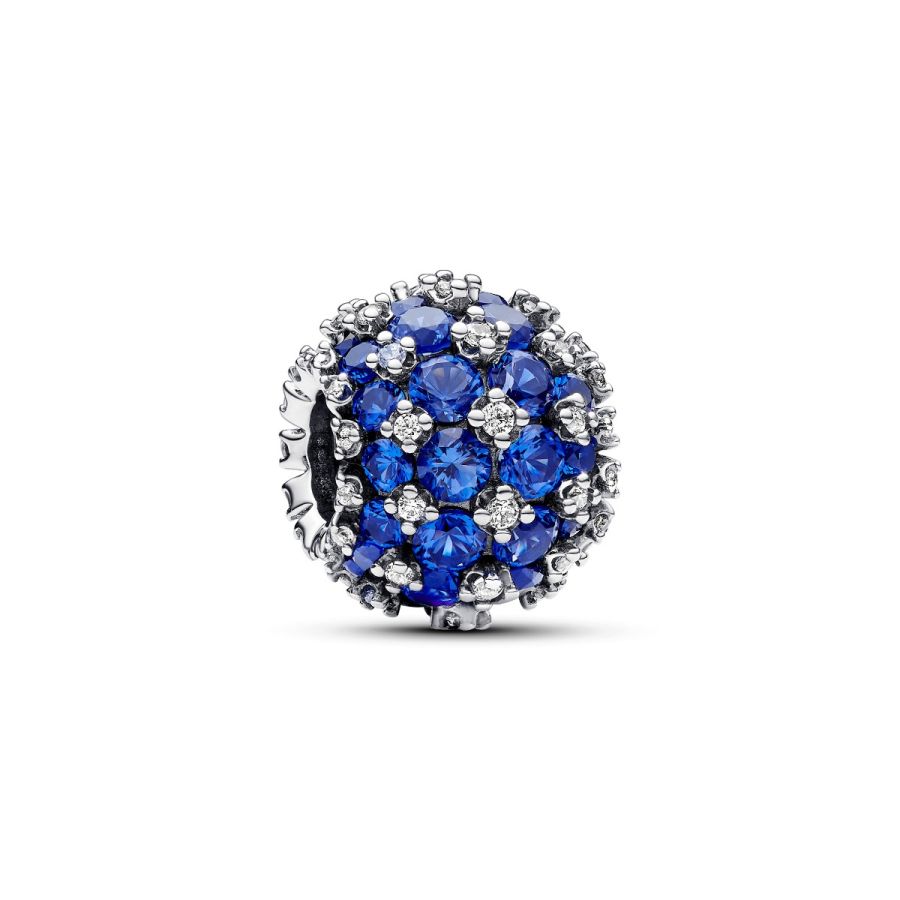Charm Funkelndes Rundes Pavé-Blau Sterling-Silber Hauptbild