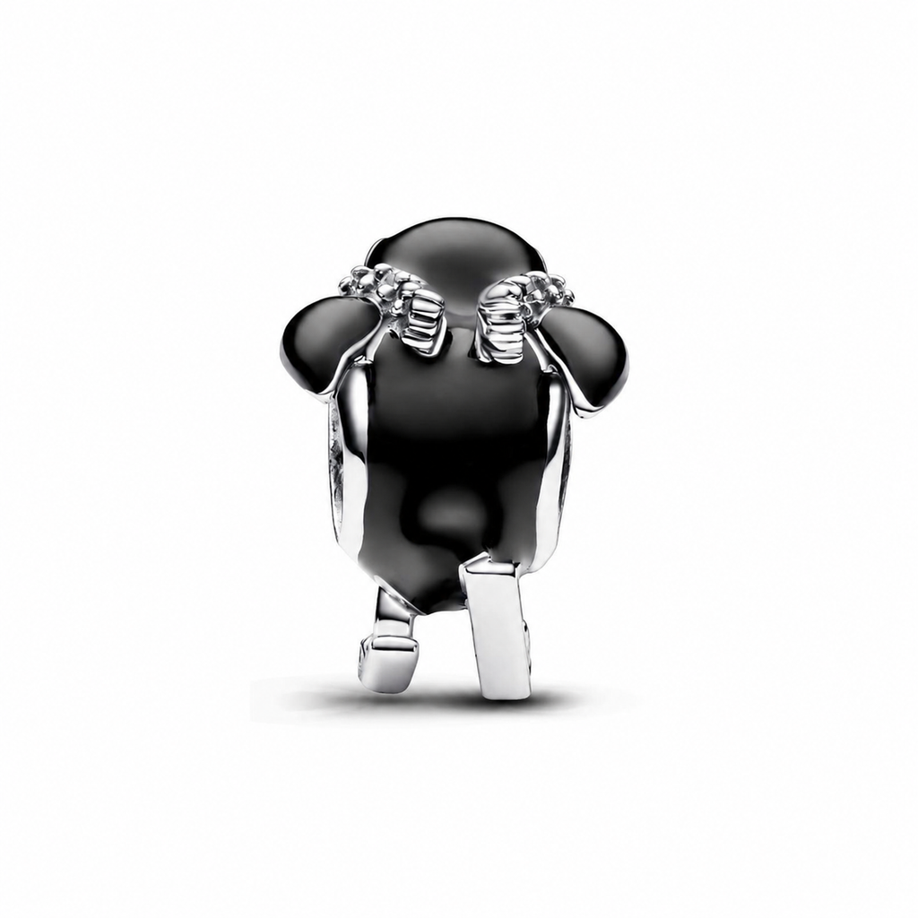 Charm Ski-Pinguin Emaille Schwarz Zirkonia Weiß Silber