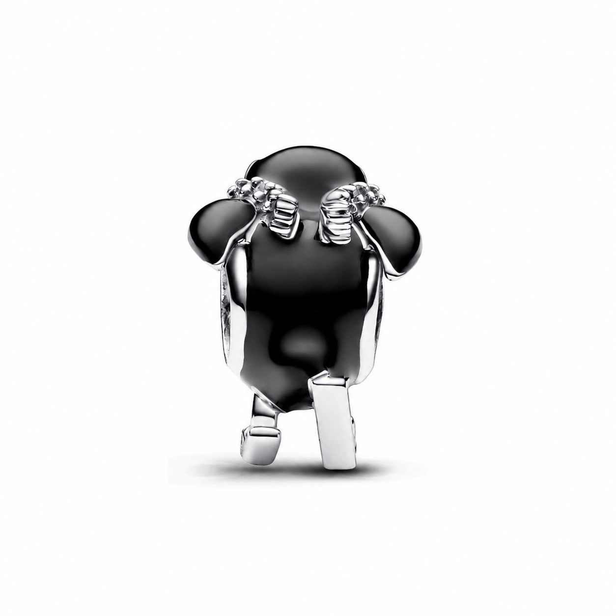 Charm Ski-Pinguin Emaille Schwarz Zirkonia Weiß Silber