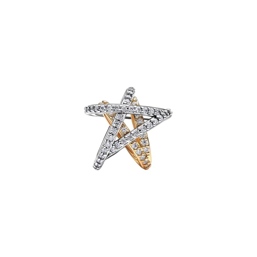 Charm Funkelnder Kreuzender Stern Sterling-Silber