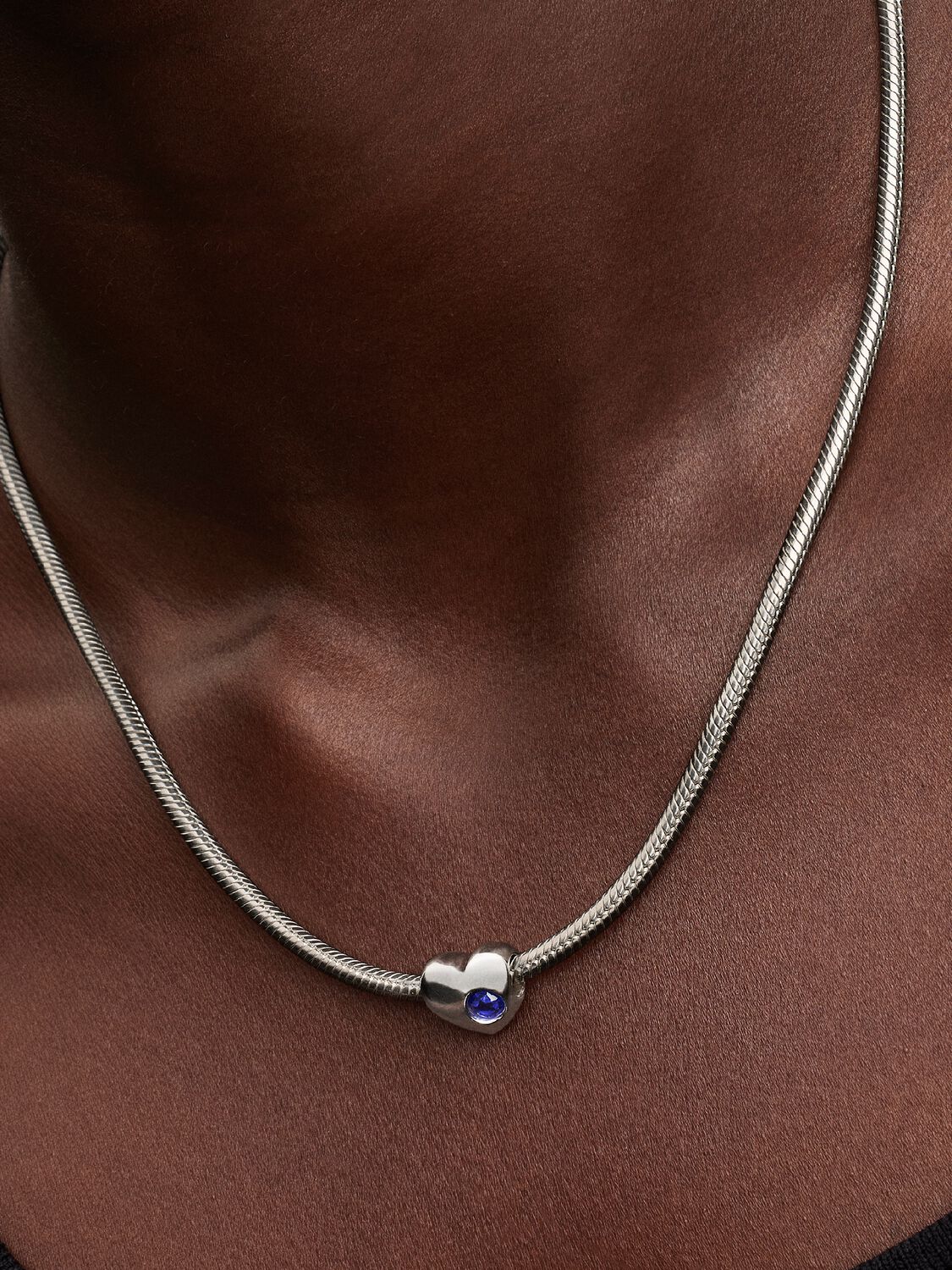Gravierbares Blauer Stein Herz-Charm Sterling-Silber Zweitbild