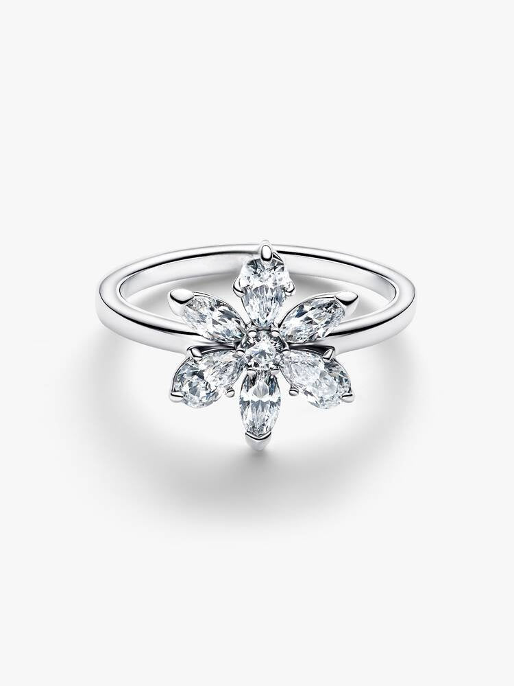Herbarium Funkelnde Blume Cocktail-Ring Sterling-Silber
