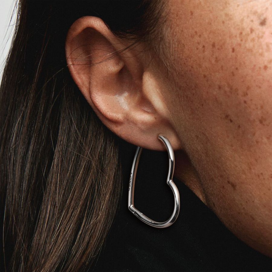 Ohrringe Creolen Asymmetric Hearts of Love Sterling-Silber
