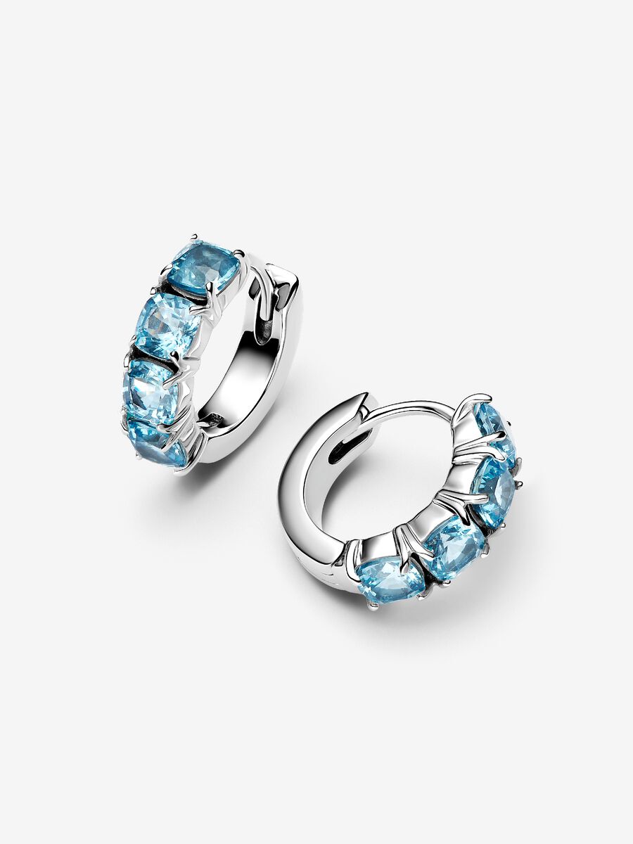 Hellblaue Creolen-Ohrringe Sterling-Silber Zweitbild