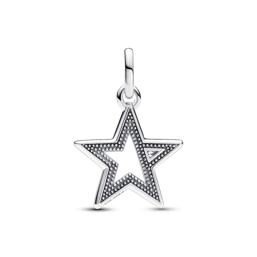 Charm-Medaillon Funkelnder Stern Zirkonia Silber