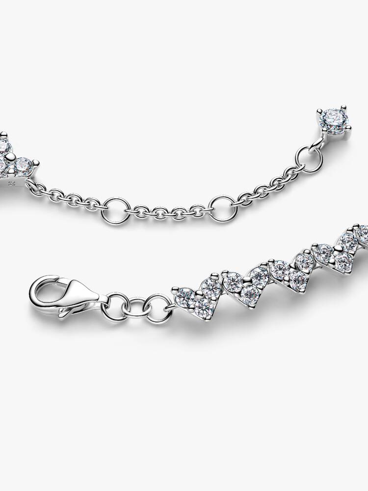 Drei Steine Herz Armband Sterling-Silber