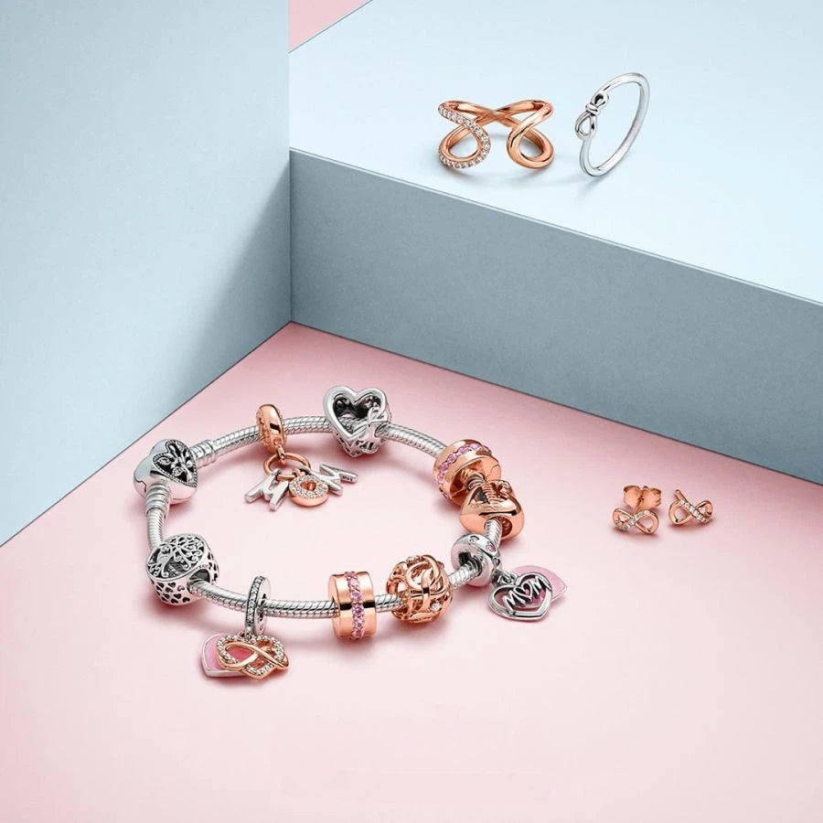 Rose  Schlangen-Gliederarmband Pavé-Herz-Verschluss