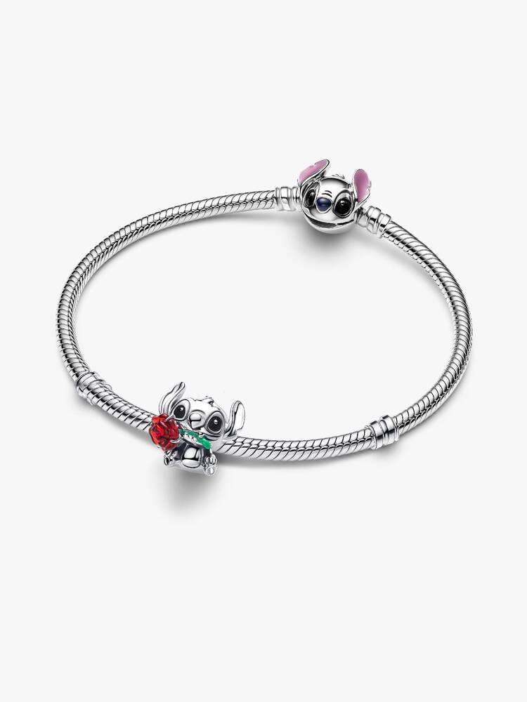 Stitch Rose Murano-Glas-Charm Sterling-Silber